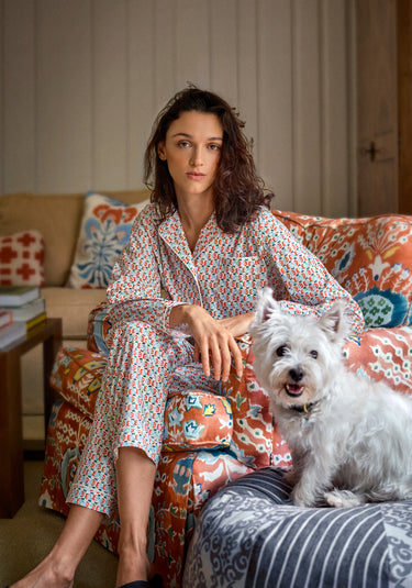 Bishop Pajama Set in Rose Block