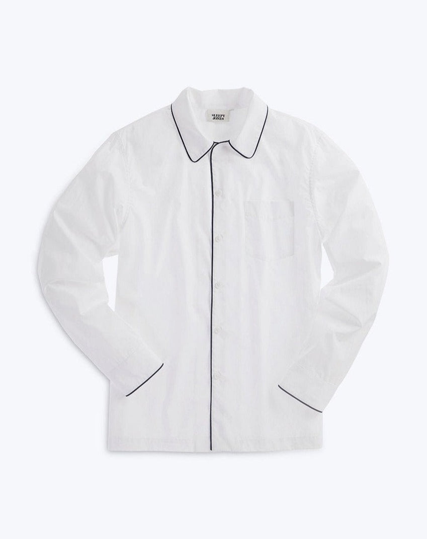 SLEEPY JONES | Henry Pajama Shirt in White End on End - [product-type]